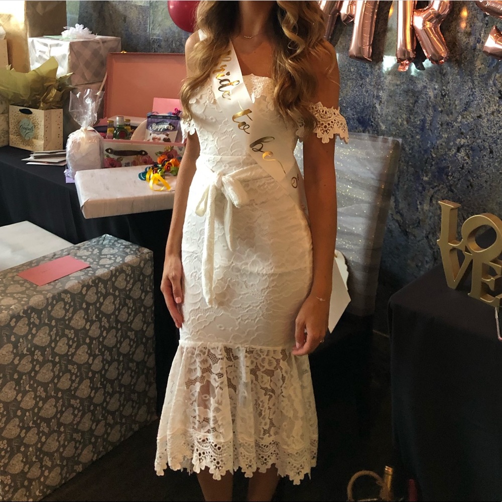 White lace dress (bridal shower)